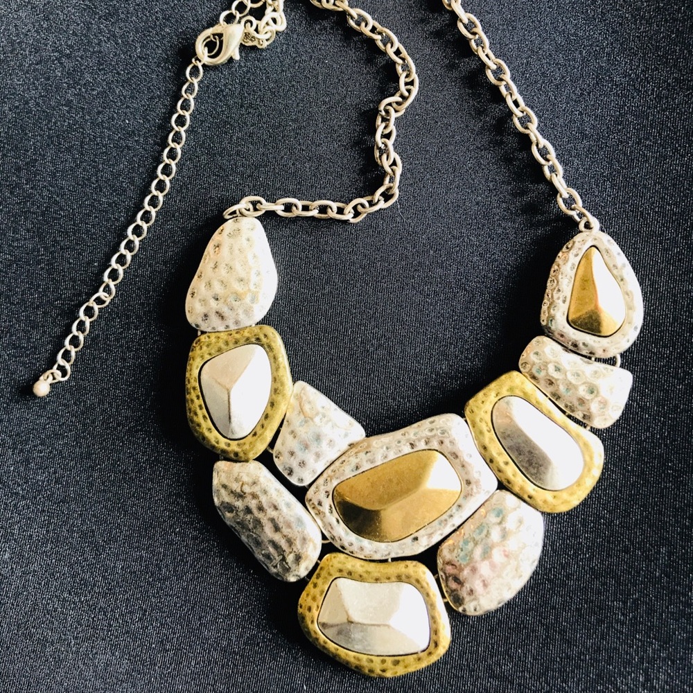 Two toned brushed metal necklace
